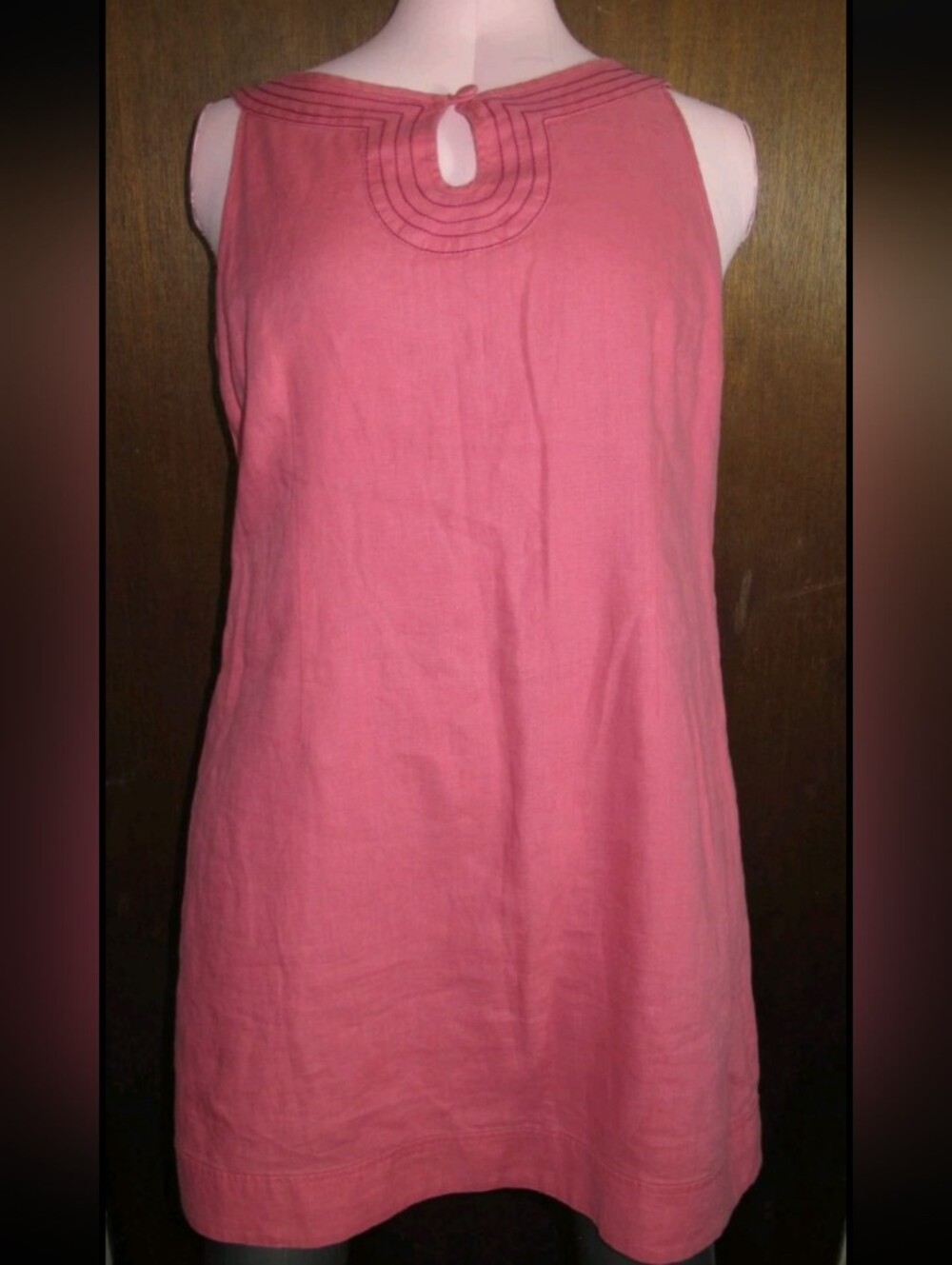 BODEN 100% Linen Shift Dress Sleeveless Front Button Accent Women's Size 12 R
